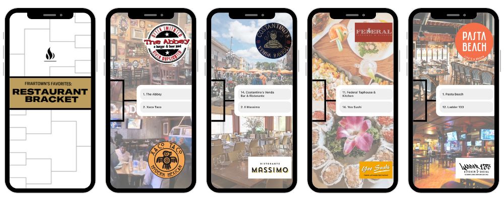 Restaurant bracket instagram stories