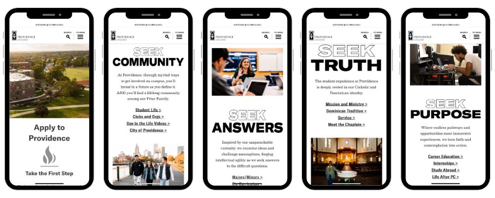 Admissions homepage on phone graphic